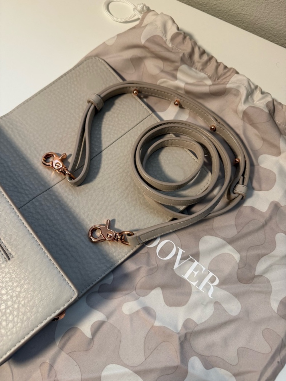Dagne Dover Cream Leather Crossbody Bag - Picture 8 of 13